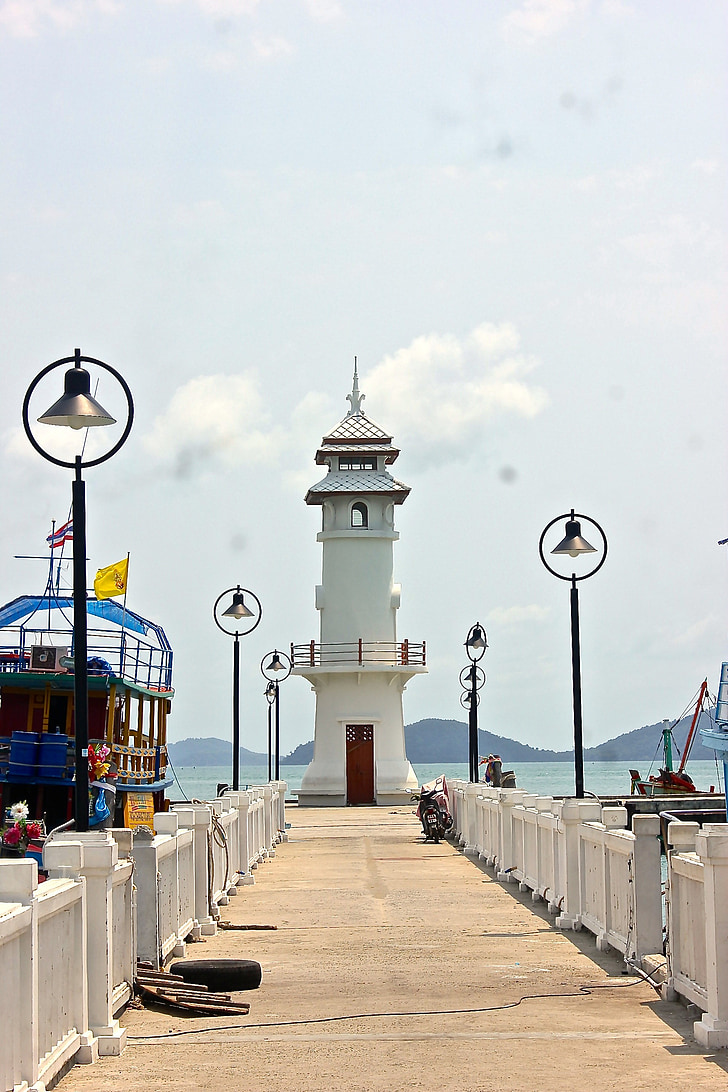 Lighthouse, Pier, hamn, Bangbao, Koh chang