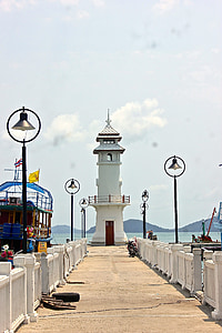 svetilnik, pomol, pristanišča, bangbao, Koh chang
