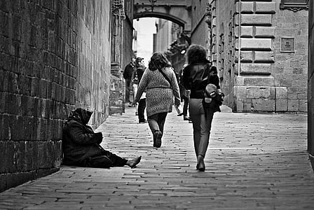 poverty, pauper, poor, street, indifference, homeless, black And White
