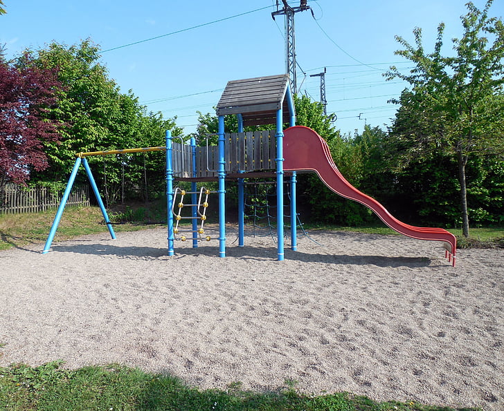 Parque infantil, dispositivo de jogo, slide, diversão, Parque infantil, jogar, jardim de infância