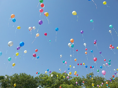 ballons, airballons, hemel, geluk, viering, Kleur