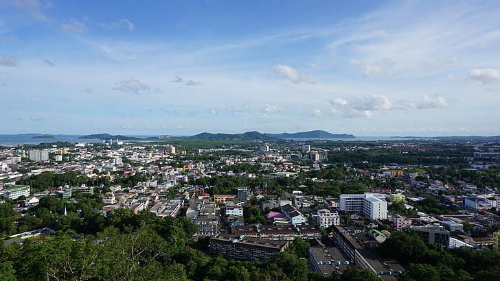 Phuket városa, kilátással a, Phuket, Nézd meg punta, utca-és városrészlet