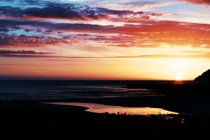 paysage, photographie, silhouette, montagnes, Or, heure, coucher de soleil