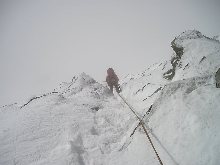 abseil, tåge, sne, Alpinism, Bergsport, Alpine, bjergbestigning