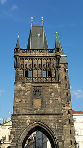Прага, кула, Чешки, готически, архитектура, Европа