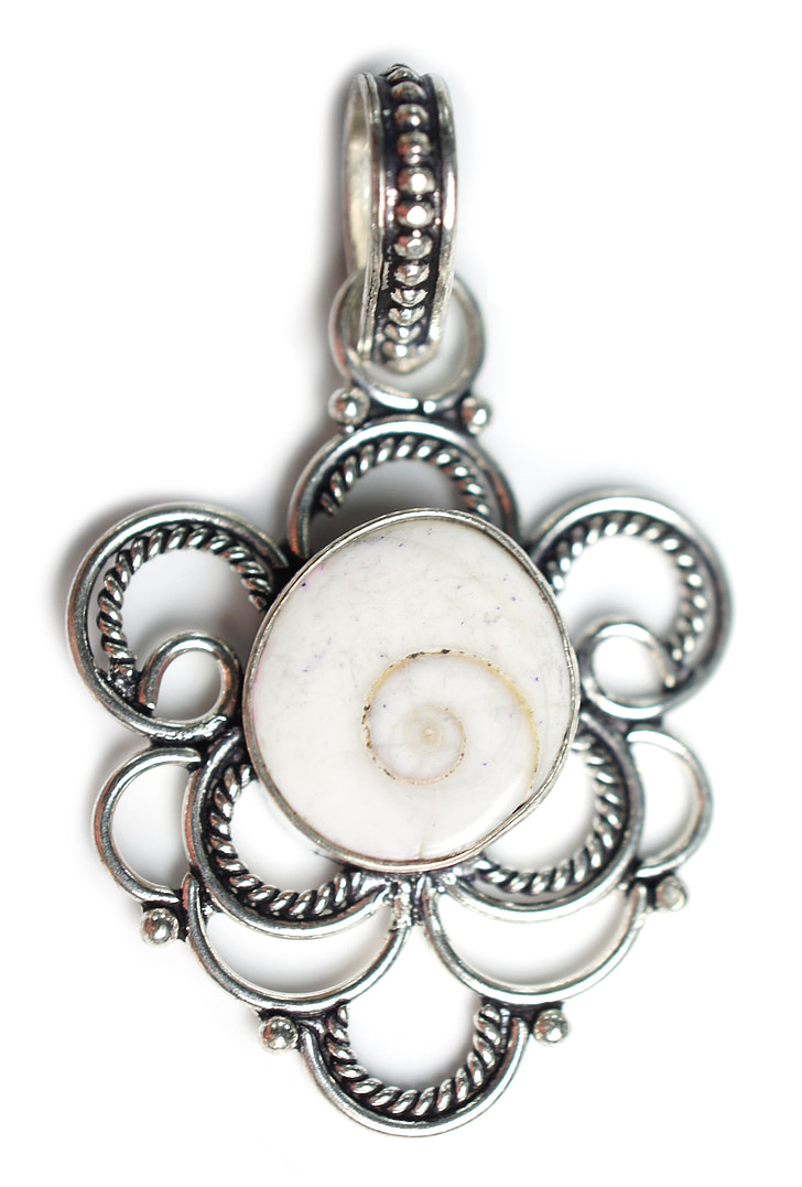 Shiva shell, sten, vedhæng, smykkesten, perler, håndlavede, smykker
