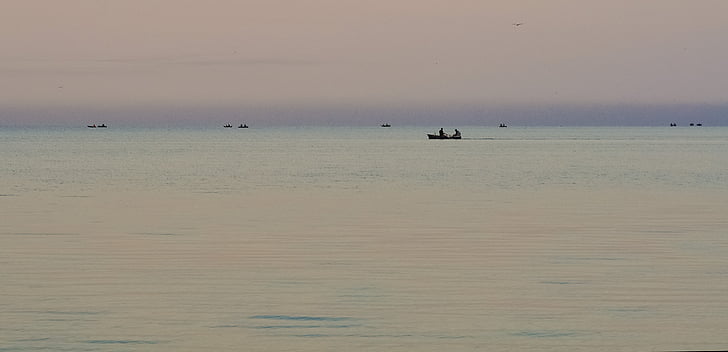 večer, Horizont, Já?, Západ slunce, obloha, krajina, loď