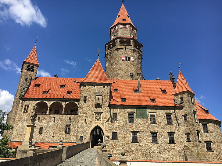 Česká republika, hrad, palác, veža, pamiatky, mesto, slnko