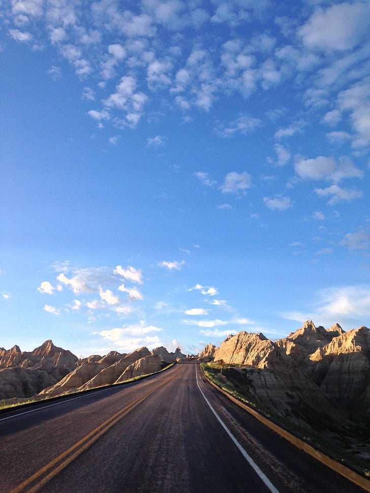 canyon, nature, road, rocks, sky, highway, mountain