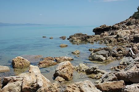 tenger, sziklák, turizmus, a parton, a kövek, Cove, Görögország