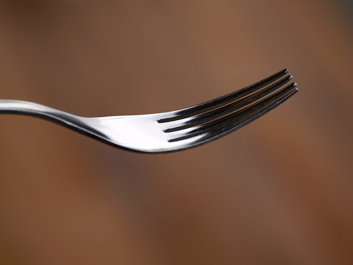 fork, cutlery, metal fork, eat, close