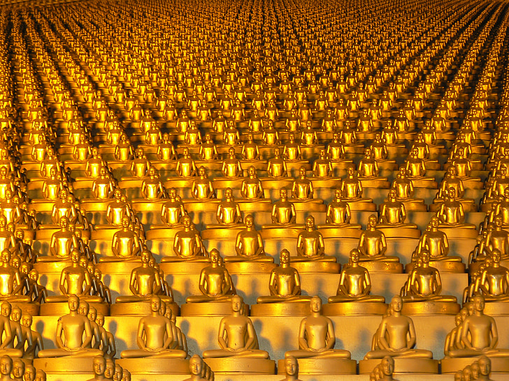 dhammakaya pagoda, več kot, milijonov, budhas, zlata, budizem, Wat