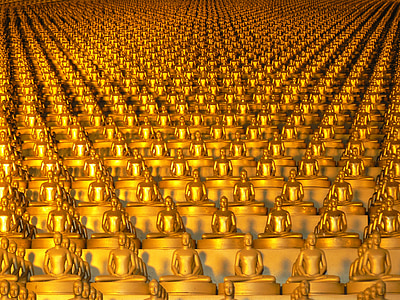 Dhammakaya pagoda, Mer än, miljoner, budhas, guld, buddhismen, Wat