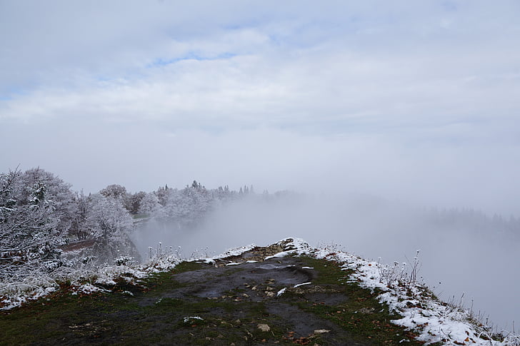 Berge, Winter, Creux du van, Schweiz, Jura, Nebel, Mist