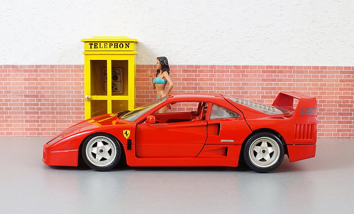 model automobilu, Ferrari, F40, športový, červená, vozidlo, hračky