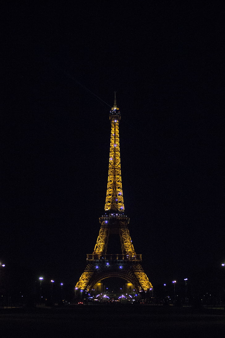 Eiffel, Πύργος, Παρίσι, διανυκτέρευση, χρόνος, Παρίσι Γαλλία, αρχιτεκτονική