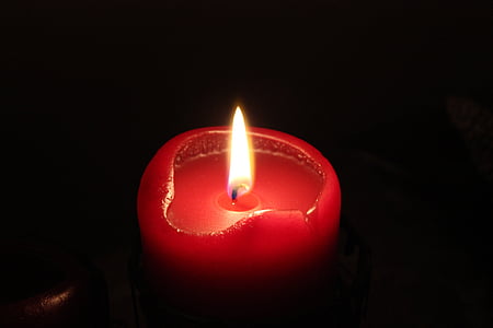 candle, flame, red, light, burn, atmosphere, wax candle