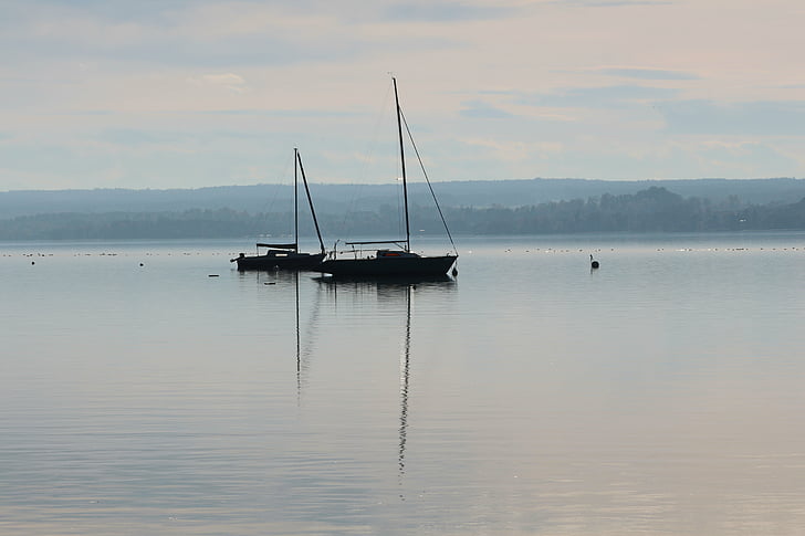Ammersee, Boot, Wasser, See, Segelboot, Spiegelung, Segeln