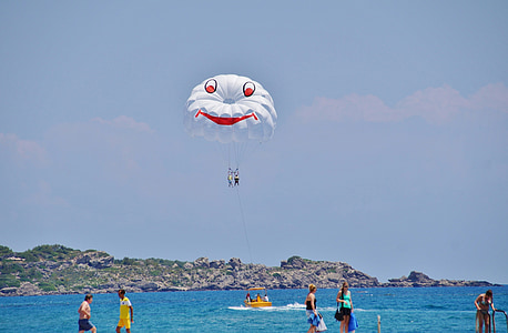 parasailing, paragliding, sea, water sport, fun, parachute, holidays