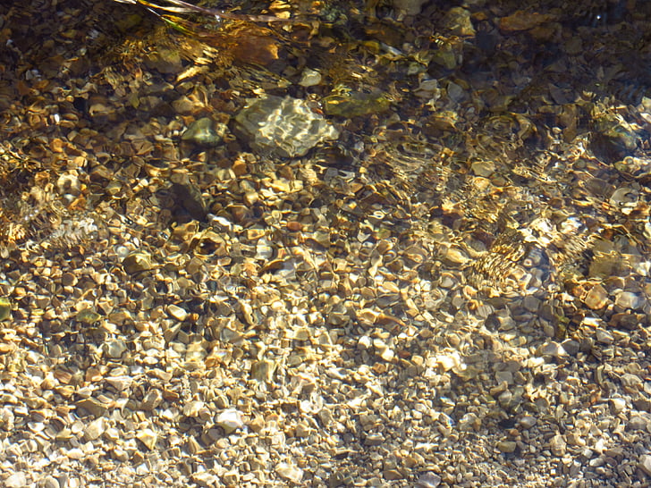 pebble, bach, stream bed, water, flow, clear, transparent