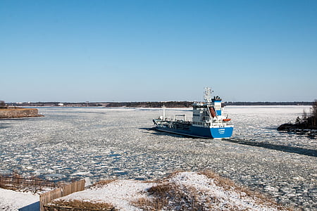 船舶, 春天, 冰, 浮冰, 景观, 芬兰语, 堡
