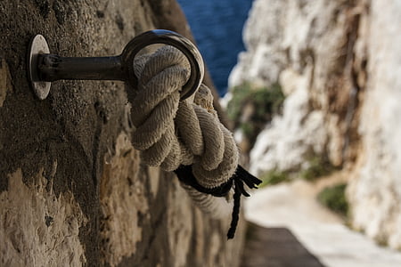 lano, prechádza ruka, pohľad, more, schody, skaly, Capo caccia