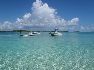 море, Кариби, вода, лодки, остров, Бахамски острови, пътуване