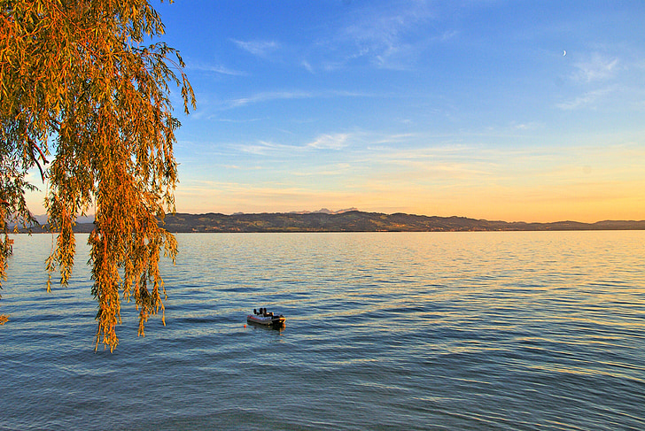 Bodensko jezero, Wasserburg, jezero, sončni vzhod, jeseni