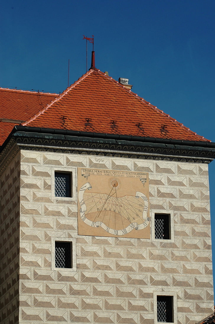 parte anteriore, parete, Orologio solare, tetto, cielo, architettura, Chiesa