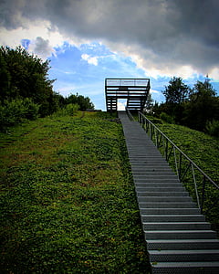 hill, dump, stairs, sky, building, architecture, germany