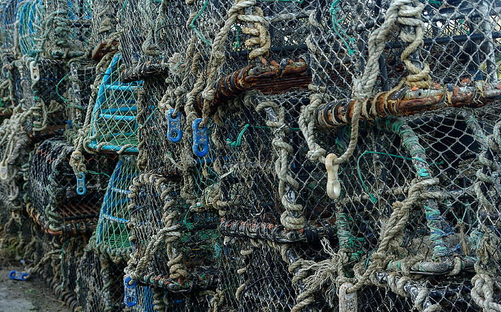 pesca, guixetes, llagostes, corda, indústria pesquera, Xarxa de pesca comercial, Mar