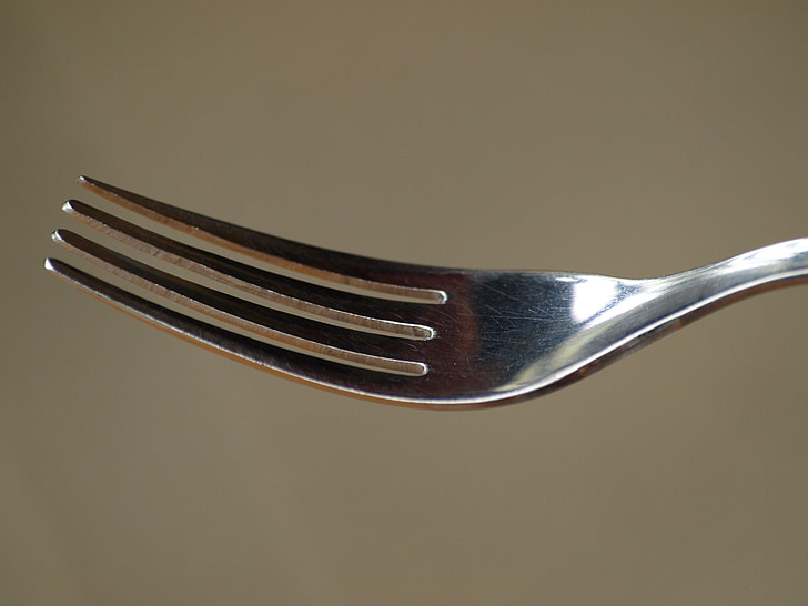 fork, cutlery, metal fork, eat, close, mirroring, macro