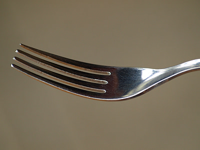 vork, bestek, metalen vork, eten, sluiten, spiegelen, macro