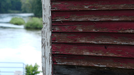 selective, focus, photography, red, wooden, louvered, window