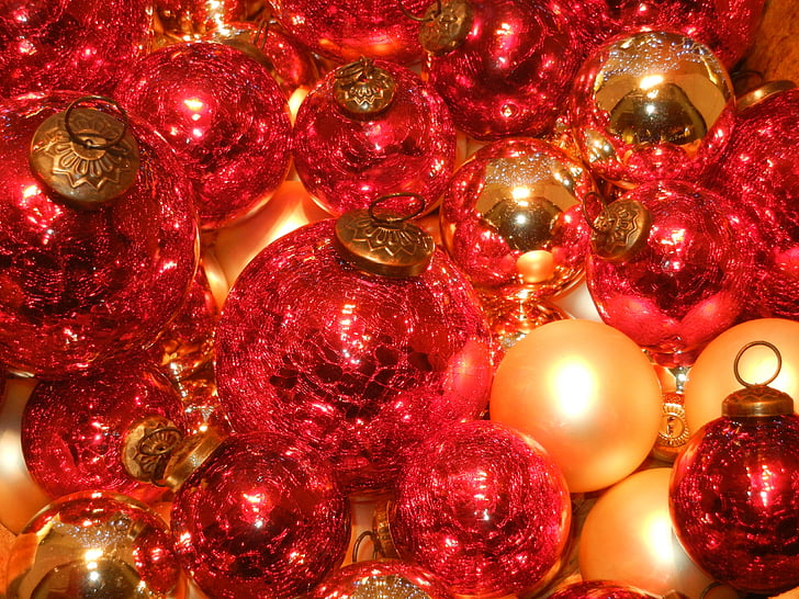 jul, bollar, röd, belysning, Christmas Ornament, julgranskulor, weihnachtsbaumschmuck