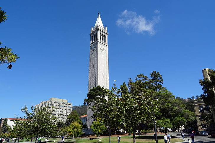 a Campanile, Sather torony, Egyetem, épület, Campus, California, Cal