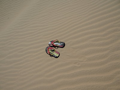 xancletes, sandàlies, sabates, sorra, dunes, l'estiu, desert de