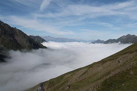 Mar de núvols, cel, muntanya, Pirineus, paisatge, natura, muntanyes