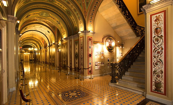 Washington dc, bâtiments de Capitol, à l’intérieur, intérieur, colonnes, décor, architecture