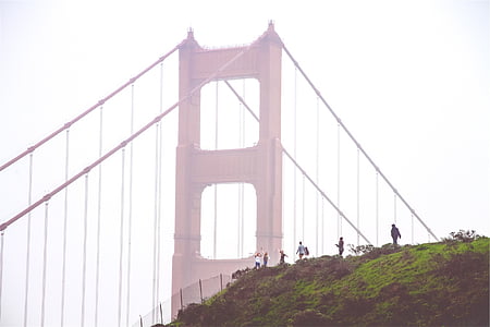 most Golden gate, San francisco, Architektura, lidé, Hill, visutý most, Most - člověče strukturu
