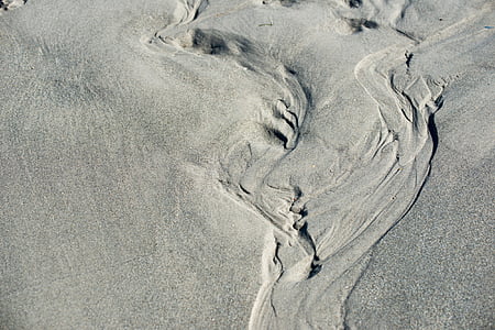 pludmale, pēdas smiltīs, smilts, pril, forma, struktūra, kopsavilkums