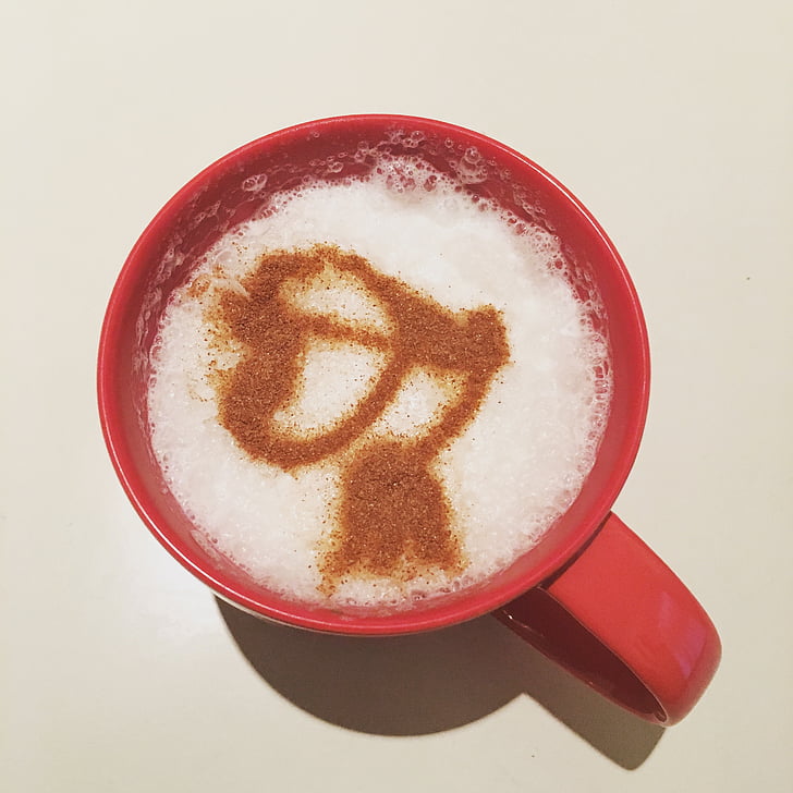 antenne, kaffe, Latte art
