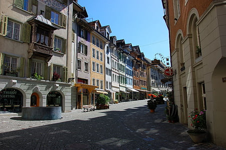 Швейцария, bremgarten, Стария град, лято, Туризъм, град почивки, фасади