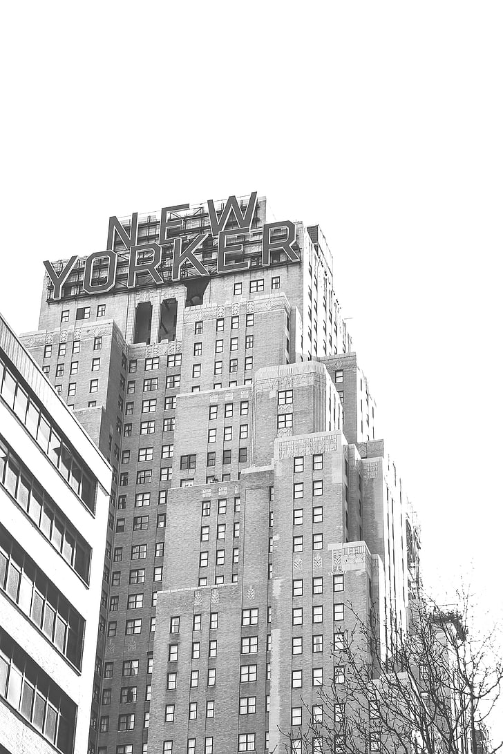 arkitektur, svart-hvitt, bygninger, byen, høyhus, New york, New yorker