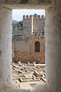 Alhambra, Španělsko, Granada, okno, Andalusie, palác, maurská