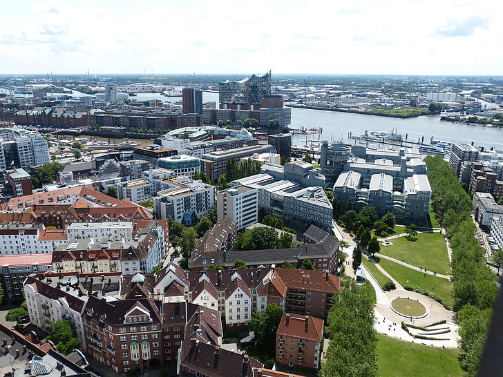 Hamburg, mesto, hanzeatskega mesta, Nemčija, stavbe, stolp, Michel