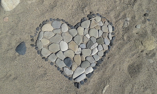 hjerte, Pebble, Kærlighed, direkte ovenfor, mønster, abstrakt, tekstureret