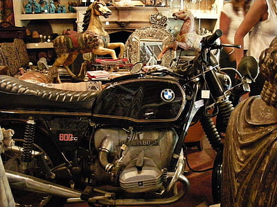 BMW, moto, vintage, velho, bicicleta, antiguidade