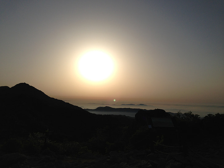 太陽, 山, 風景