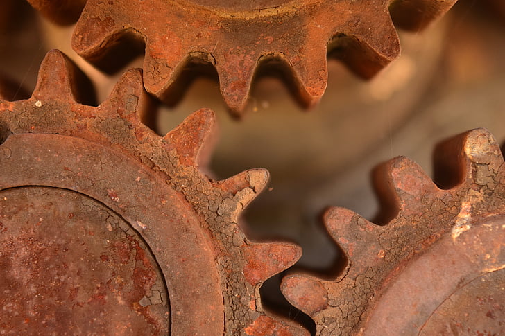 gears, metal, stainless, technology, machine, old, macro
